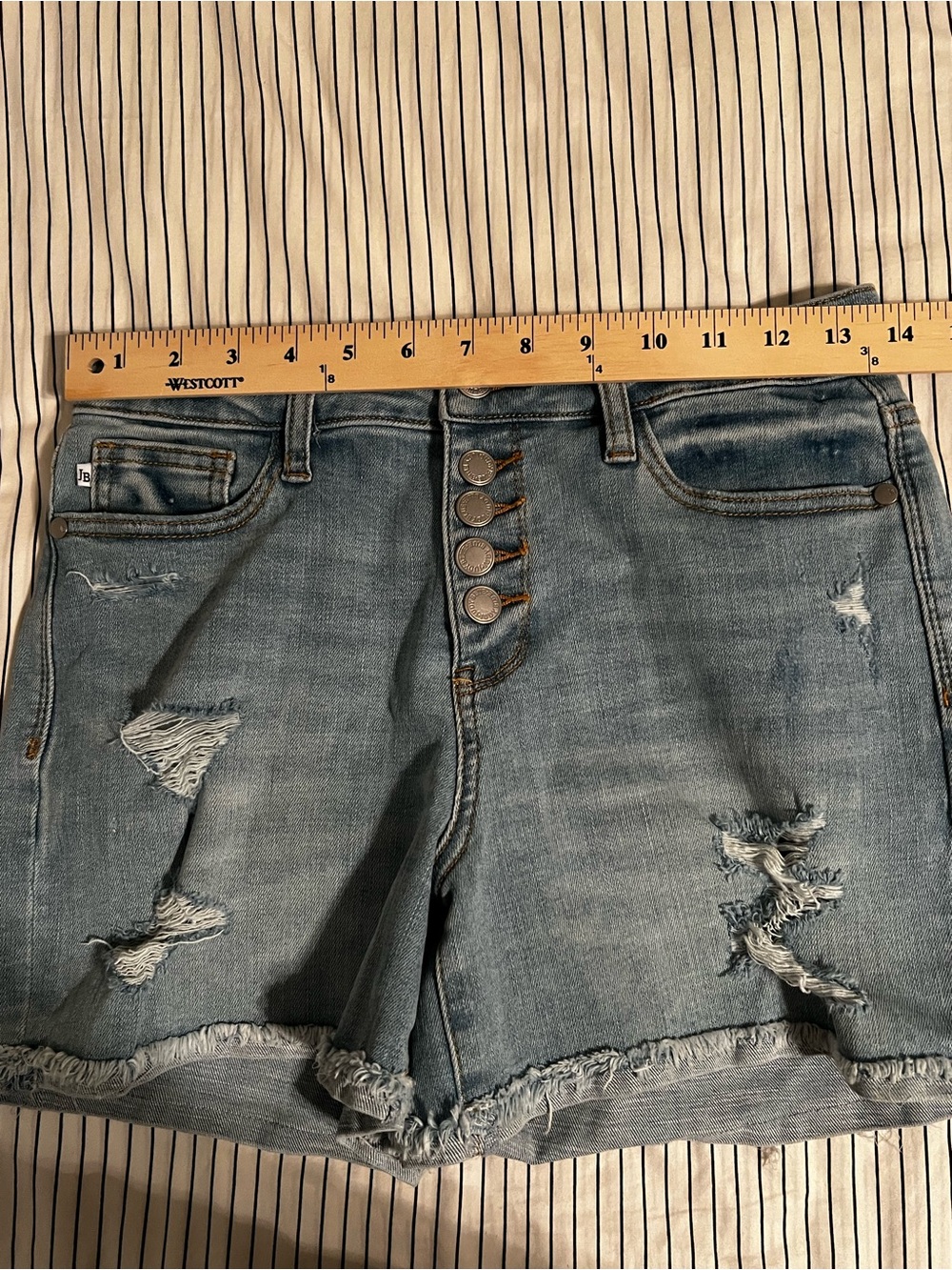 Judy Blue Light Blue Distressed High-Rise Jean Shorts, Size S - Picture 13 of 15